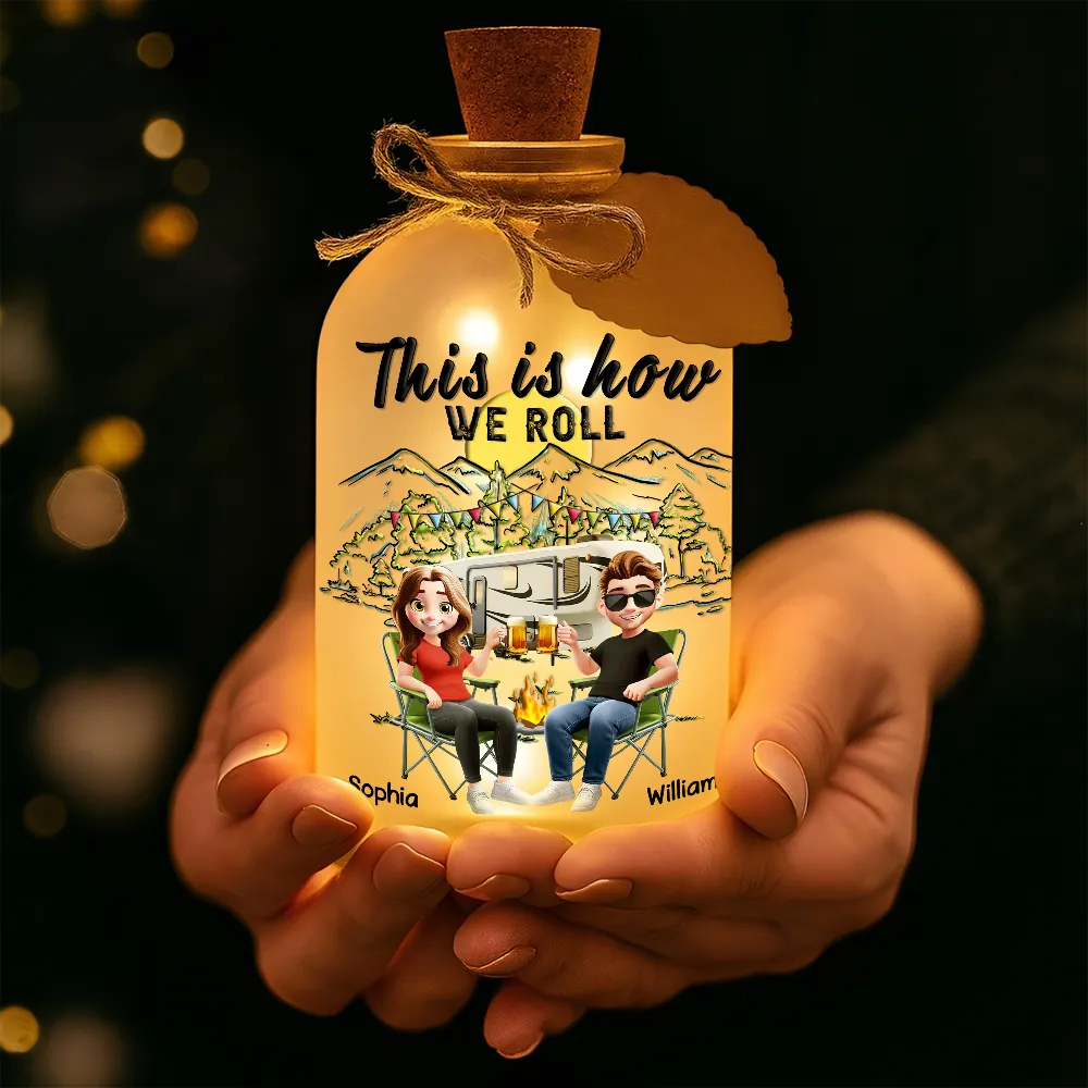 Camping,Campsite,Gift For Couples,Happy,Gift For Husband,Gift For Girlfriend,Gift For Boyfriend,Gift For Wife - 3d Couple Making Memories One Campsite - Personalized Short Bottle Light