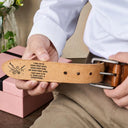 Gift For Husband,Gift For Boyfriend,LGBT,Gift For Men,Love,Icon,Romantic - Couple Holding Hands I Want To Be Your Last Everything - Personalized Cowhide Leather Belt