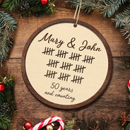 Wedding Anniversary,Gift For Couples,Gift For Husband,Gift For Wife,Happy - 5th Anniversary Wooden Anniversary Years And Counting - Personalized 2-Layered Wooden Ornament