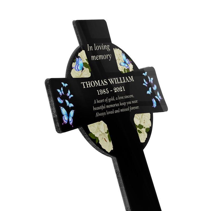 A Heart Of Gold - Memorial Gift - Personalized Custom Cross Acrylic Plaque Stake