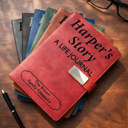 Gift For Yourself,Gift For Men,Parents,Gift For Father,Gift For Husband,Gift For Grandpa,Non-Eng,Sentimental - A Life Journal - Personalized Leather Notebook Set