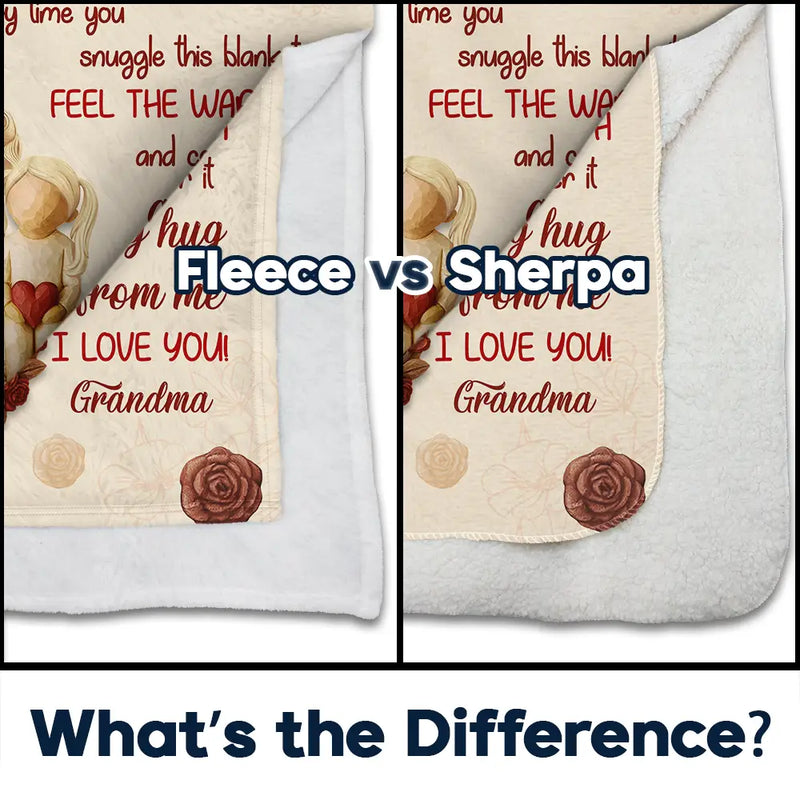 Grandma - Grandkids,Gift For Grandkids,Mom - Children,Love,Top Marke - A Big Hug From Mom Grandma - Personalized Fleece Blanket, Sherpa Blanket