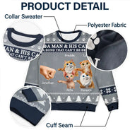 Funny,Cat Mom,Cat Lovers,Cat Dad,Christmas - A Bond That Can't Be Broken - Personalized Unisex Ugly Sweater