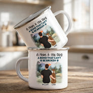 Happy,Dog Lovers,Pet Lovers,Gift For Women,Gift For Yourself,Dog Mom,Dog Dad - A Bond That Can't Be Broken Dog Mom Dog Dad - Personalized Enamel Mug