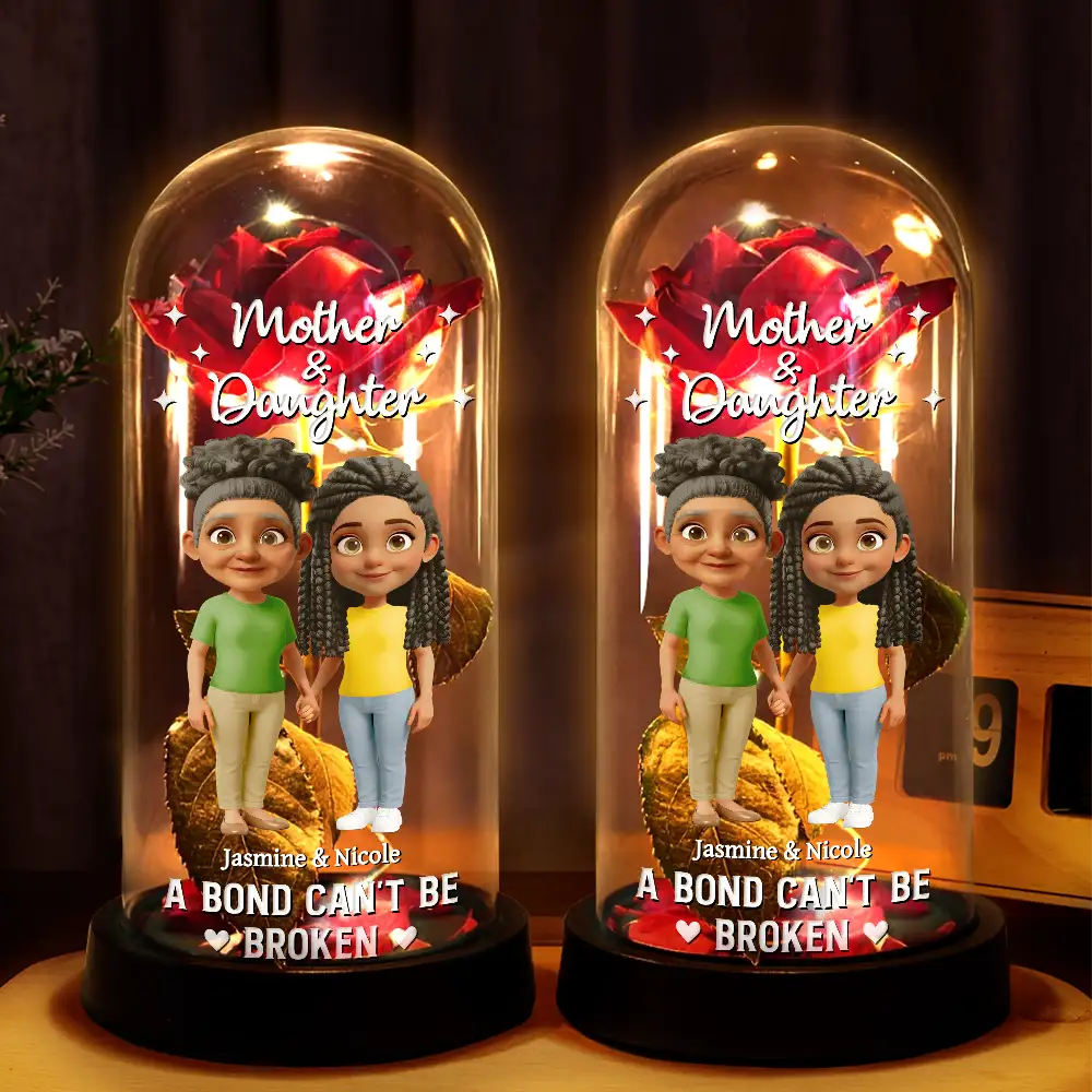 Mom - Daughters (Adult),Mom - Daughters (Young),Gift For Mother,Love - A Bond That Can't Be Broken Mom And Daughter - Personalized Everlasting Rose Dome Lamp