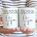 Pet Lovers,Pet Mom,Pet Dad,Dog Lovers,Dog Mom,Dog Dad,Happy - A Bond That Can't Be Broken Woman Man Line Art - Personalized Mug