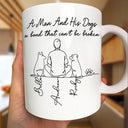Pet Lovers,Pet Mom,Pet Dad,Dog Lovers,Dog Mom,Dog Dad,Happy - A Bond That Can't Be Broken Woman Man Line Art - Personalized Mug