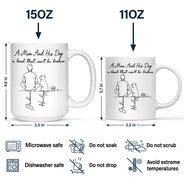 Pet Lovers,Pet Mom,Pet Dad,Dog Lovers,Dog Mom,Dog Dad,Happy - A Bond That Can't Be Broken Woman Man Line Art - Personalized Mug