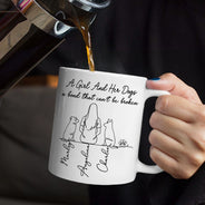 Pet Lovers,Pet Mom,Pet Dad,Dog Lovers,Dog Mom,Dog Dad,Happy - A Bond That Can't Be Broken Woman Man Line Art - Personalized Mug
