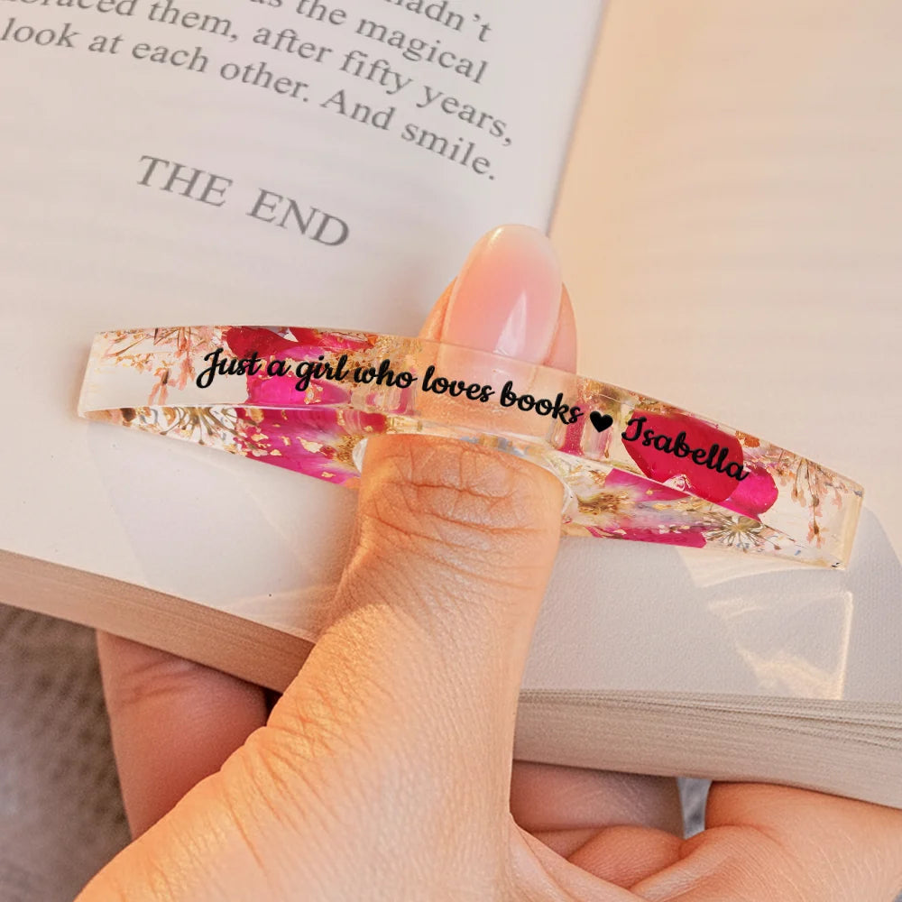 Reading,Gift For Women,Happy - A Book A Day Keeps Reality Away - Personalized Resin Flower Page Holder