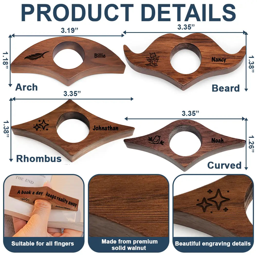 Reading, Gift For Yourself, Gift For Women, Happy, Gift For Men - A Book A Day Keeps Reality Away - Personalized Walnut Book Page Holder