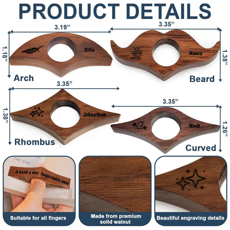 Reading, Gift For Yourself, Gift For Women, Happy, Gift For Men - A Book A Day Keeps Reality Away - Personalized Walnut Book Page Holder