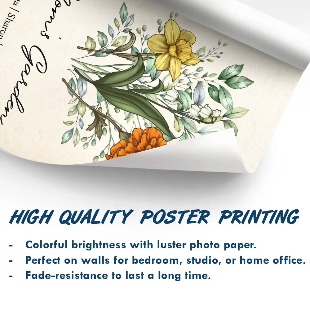 Gift For Grandma, Gift For Mother, Love, Happy - A Bunch Of Flowers For Grandma And Mom - Personalized Poster