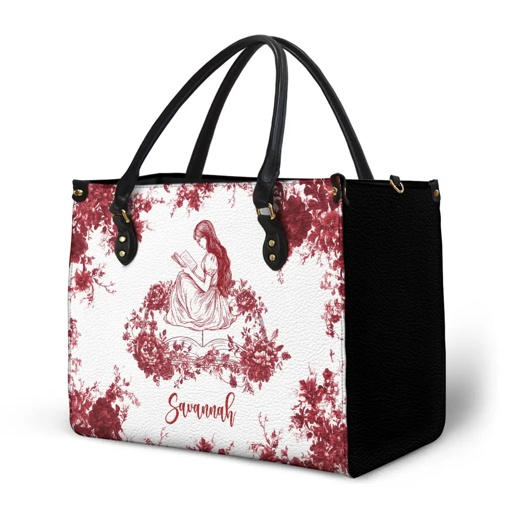 Teacher, Back To School, Reading, Gift For Women - A Chapter Of Chinoiserie Toile - Personalized Leather Bag