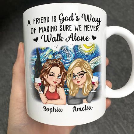 A Friend Is God's Way Besties - Personalized Mug