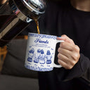 Gift For Bestie,Happy - A Friend Is God's Way Toile Pattern - Personalized White Edge-to-Edge Mug