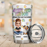 Pet Lovers,Pet Mom,Pet Dad,Dog Lovers,Dog Mom,Dog Dad,Happy - A Girl And Her Dog - 3D Inflated Effect Printed Tumbler, Personalized Tumbler