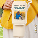 Pet Lovers, Pet Mom, Pet Dad, Dog Lovers, Dog Mom, Dog Dad, Happy - A Girl And Her Dog A Bond That Can't Be Broken - Personalized Bottle Carrier Bag