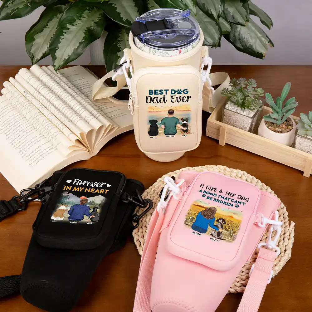 Pet Lovers, Pet Mom, Pet Dad, Dog Lovers, Dog Mom, Dog Dad, Happy - A Girl And Her Dog A Bond That Can't Be Broken - Personalized Bottle Carrier Bag