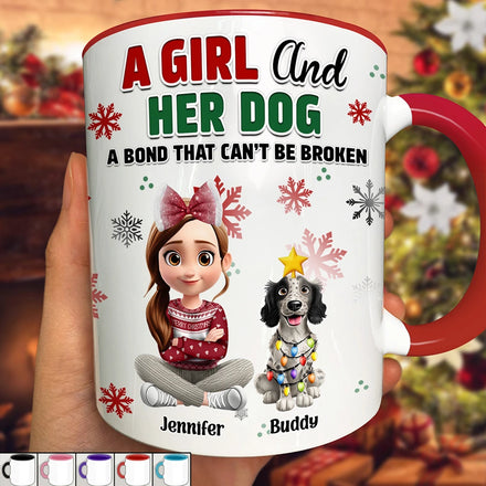 A Girl And Her Dog Christmas - Personalized Accent Mug