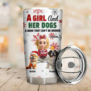 Dog Lovers, Dog Mom, Pet Lovers, Pet Mom, Happy, Christmas, Top Market - A Girl And Her Dog Christmas - Personalized Tumbler