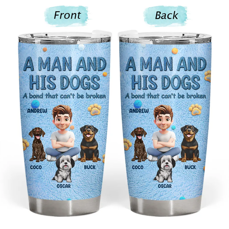 Pet Lovers, Pet Mom, Pet Dad, Dog Lovers, Dog Mom, Dog Dad, Happy - A Girl And Her Dog Embroidery Effect - Personalized Tumbler