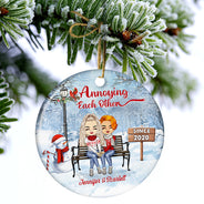 Christmas Family Couple Annoying Each Other Since - Gift For Couples - Personalized Custom Circle Ceramic Ornament