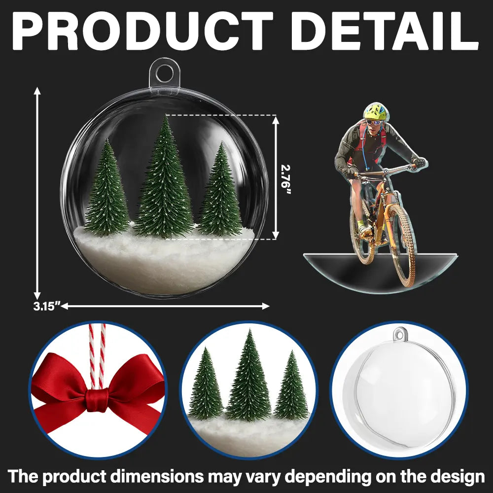 Photo Hobby Ornament,Custom Photo,Christmas,Happy - Custom Photo Hobby Mountain Biking - Personalized 3D Acrylic Ball Ornament