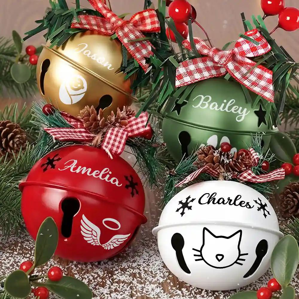 Christmas, Family, Happy - Christmas Bell With Name - Personalized Jingle Bell Ornament-AH1172ELE3585