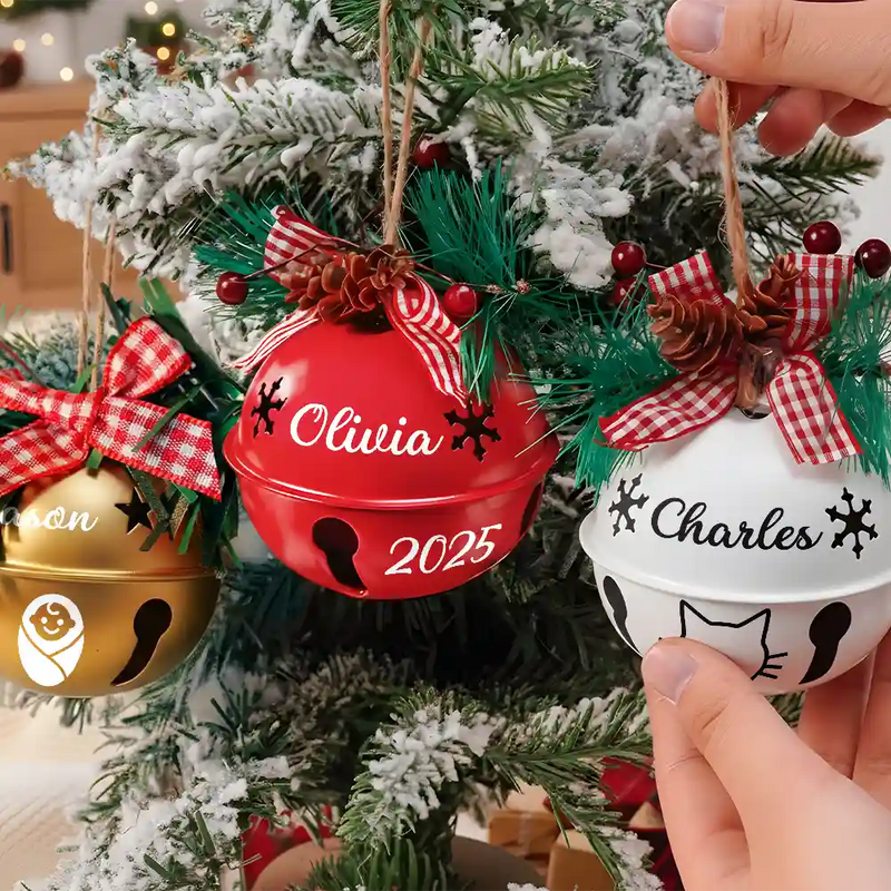 Christmas, Family, Happy - Christmas Bell With Name - Personalized Jingle Bell Ornament-AH1172ELE3585