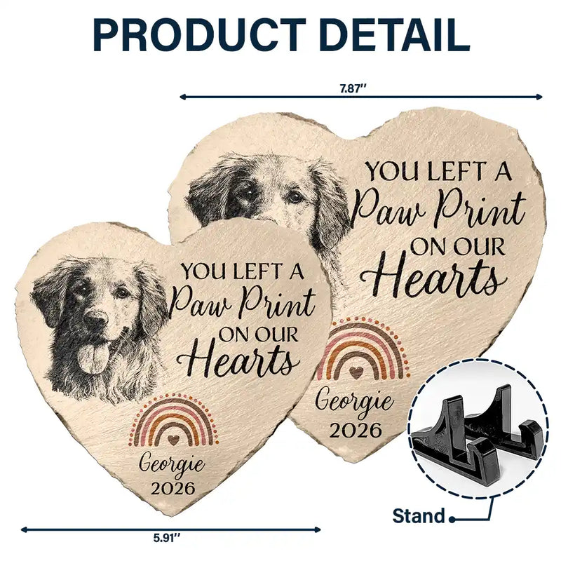 Love,Cat Lovers,Pet Lovers,Dog Lovers,Memorial - Custom Photo Pencil Sketch I Crossed The Rainbow Bridge Knowing I Was Loved - Personalized Heart Memorial Garden Stone