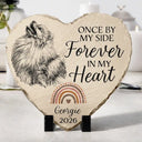 Custom Photo Pencil Sketch I Crossed The Rainbow Bridge Knowing I Was Loved - Personalized Heart Memorial Garden Stone