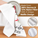 Gift For Wife,Gift For Mother,Gift For Grandma,Happy - Mom Grandma Kitchen Watercolor Birth Flower Bouquet - Personalized Kitchen Towel