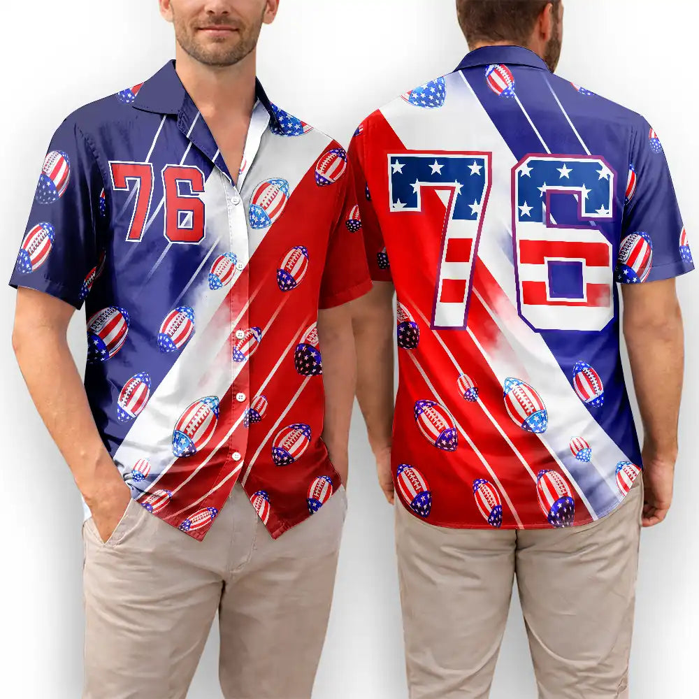 America 250th Number 76 American Football - Hawaiian Shirt