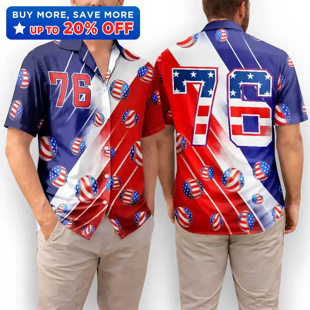 America 250th Number 76 Baseball - Hawaiian Shirt