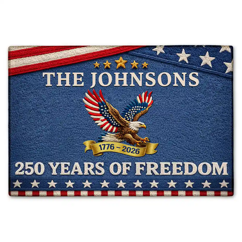 America 250th,Independence Day - Faux Embroidery Effect Chenille - Personalized Doormat