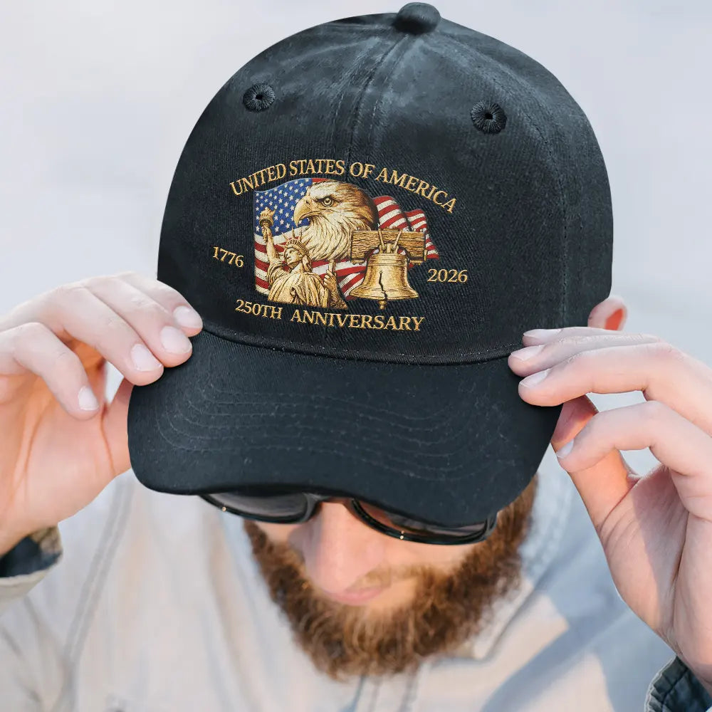 Independence Day,America 250th,Gift For Yourself,Happy,No Custom,Gift For Women,Gift For Men - 250th Anniversary US Liberty Bell Eagle - Vintage Washed Denim Cap
