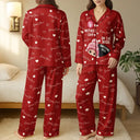 Pregnant Mom,Happy,Expecting Dad - Baby First Year On The Inside With Mom - Personalized Satin Pajama Set