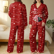 Pregnant Mom,Happy,Expecting Dad - Baby First Year On The Inside With Mom - Personalized Satin Pajama Set