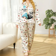 Pregnant Mom,Happy,Expecting Dad - Baby First Year On The Inside With Mom - Personalized Satin Pajama Set