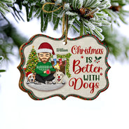 Just A Girl Boy Who Loves Dogs And Christmas - Christmas Gift For Dog Lovers - Personalized Custom Wooden Ornament