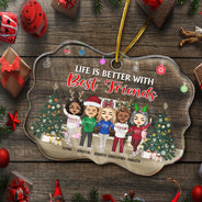 Side By Side Or Miles Apart Sisters And Brothers - Christmas Gift For Siblings - Personalized Custom Medallion Acrylic Ornament