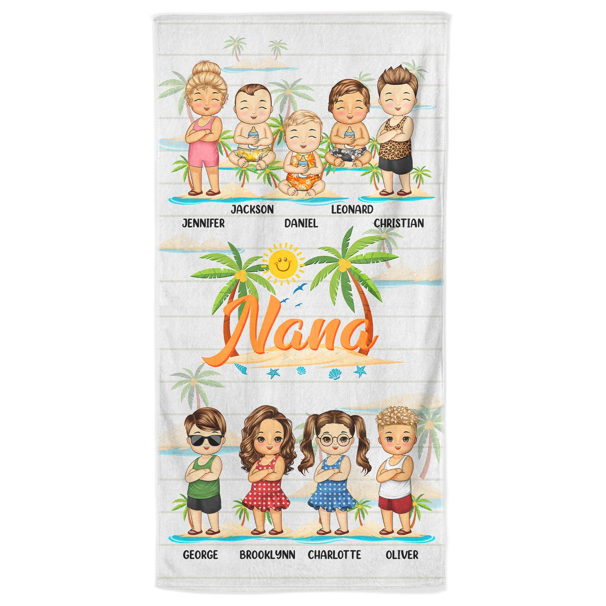 Nana Papa Mom Daddy - Loving Gift For Mother, Father, Grandma, Grandpa - Personalized Custom Beach Towel