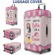 Custom Photo Just A Girl Boy Who Loves Traveling - Birthday Gift For Him, Her, Family, Trippin', Vacation Lovers - Personalized Luggage Cover