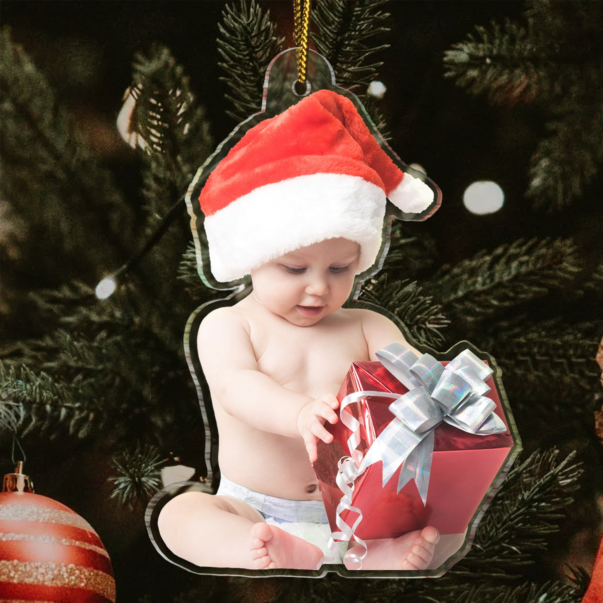 Custom Photo Funny Grandkids - Christmas Gift For Grandma, Grandpa, Grandparents - Personalized Acrylic Photo Ornament
