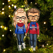 Couple Walking - Christmas Gift For Lover, Husband, Wife, Couples - Personalized Cutout Acrylic Ornament
