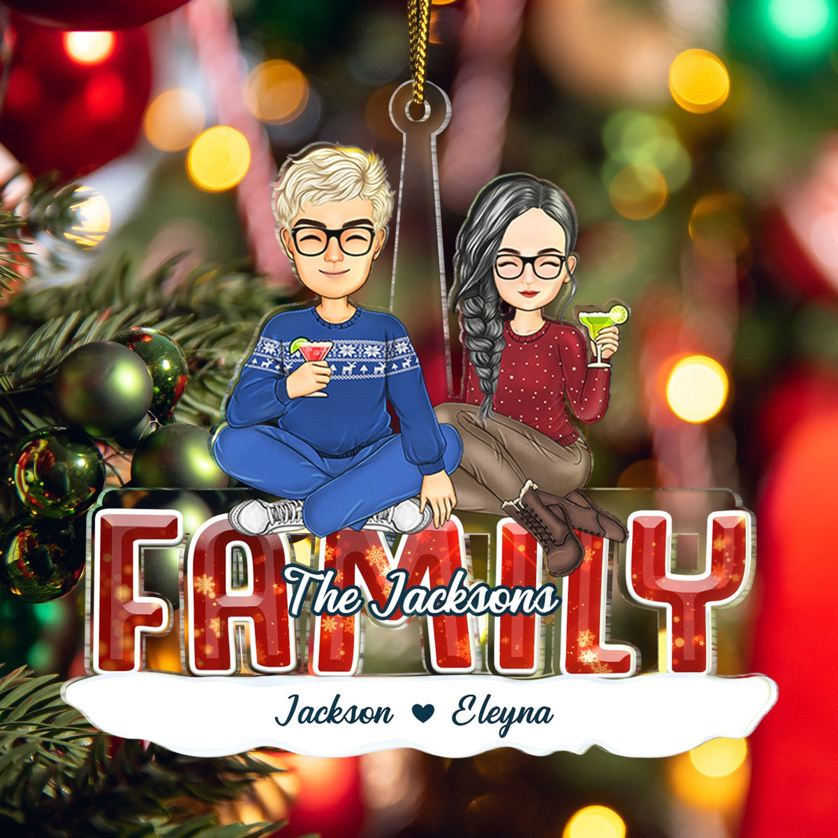 All Family - Christmas Gift For Siblings, Parents, Kids, Pet Lovers - Personalized Cutout Acrylic Ornament
