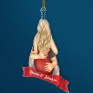 Couple Hug Kissing Verison 2 - Christmas Gift For Husband And Wife - Personalized Cutout Acrylic Ornament