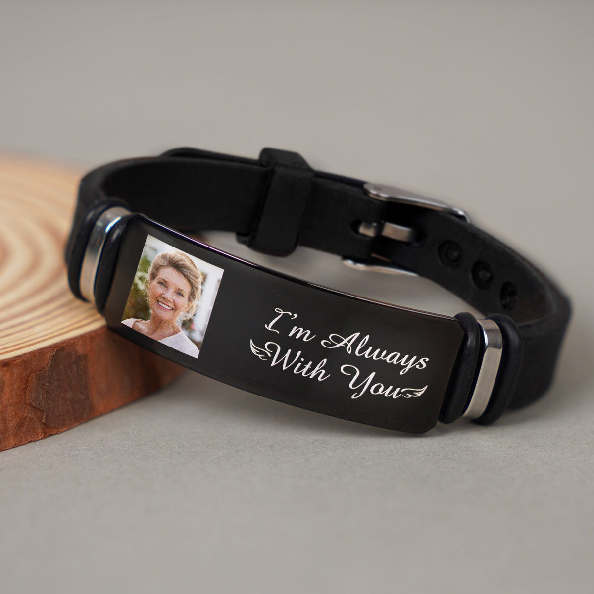 Custom Photo I'm Always With You - Memorial Gift For Family, Friend - Personalized Wristband Bracelet