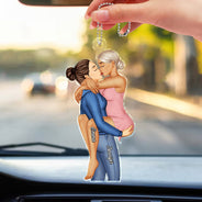 Couple Kissing - Anniversary Gift For Couples - Personalized Acrylic Car Hanger